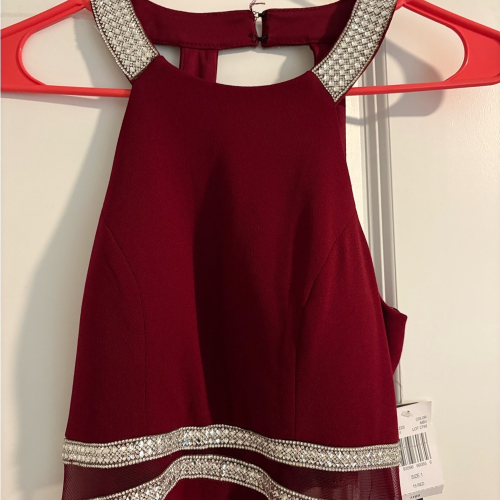 My Michelle Burgundy Dress with Silver Details